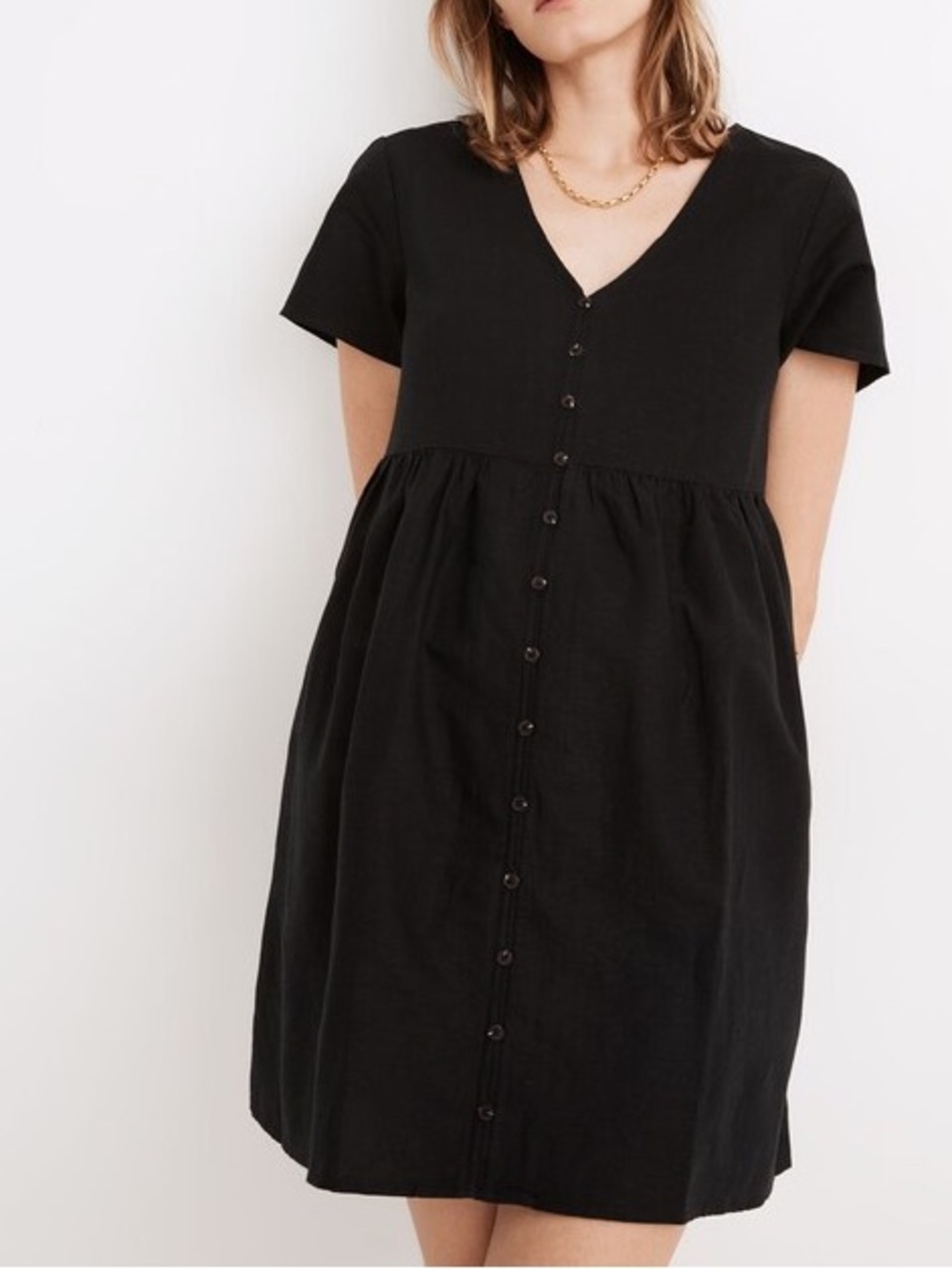 Madewell Linen-Blend Alexandra Button-Front Mini Dress - Picture 1 of 8